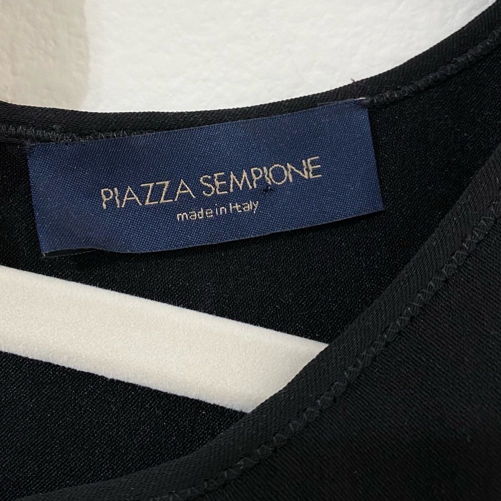 Piazza Sempione Puff Sleeve Black Dress Mirror Detail Womens Size L - Picture 5 of 15